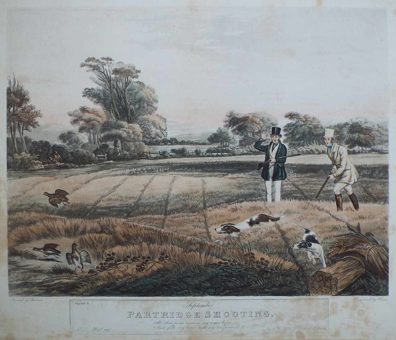 Aquatint - September Partridge Shooting - Hunt